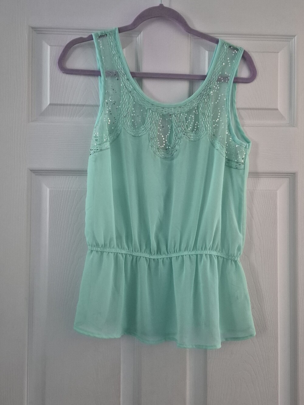 a.n.a Mint Beaded Peplum Tank Top